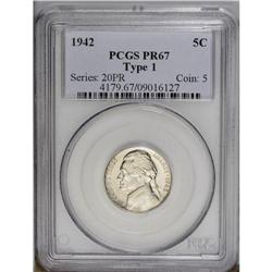 1942 5C Type One PR67 PCGS. Silvery-blue surfaces with