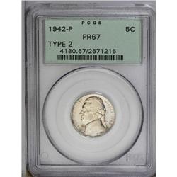 1942-P 5C Type Two PR67 PCGS. Struck in silver and a o