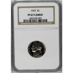 1953 5C PR67 Cameo NGC. Hints of champagne toning over