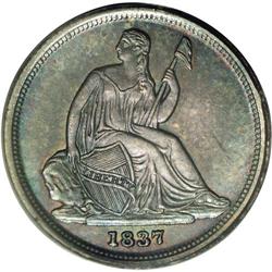 1837 10C Small Date MS62 PCGS. No Stars. A very clean, 1837[10C] Small Date MS62 PCGS.