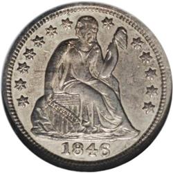 1846 10C AU50 NGC. Fortin-101. A scarce, low mintage d 1846[10C] AU50 NGC.