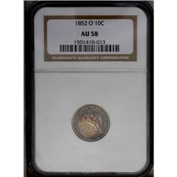 1852-O 10C AU58 NGC. A lovely, deeply toned example wi 1852-O[10C] AU58 NGC.