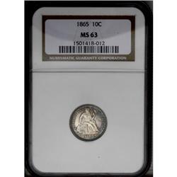1865 10C MS63 NGC. Fortin-102. Apparently this die was 1865[10C] MS63 NGC.
