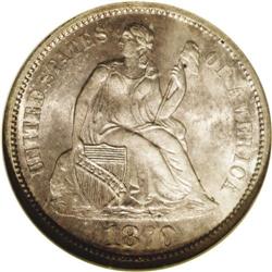 1870-S 10C MS65 NGC. A scarce issue with only 50,000 p 1870-S[10C] MS65 NGC.