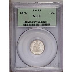 1875 10C MS66 PCGS. This flashy Premium Gem is well st 1875[10C] MS66 PCGS.
