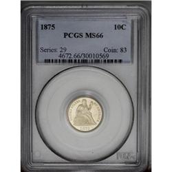 1875 10C MS66 PCGS. This is a wonderful Premium Gem wi 1875[10C] MS66 PCGS.