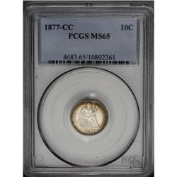 1877-CC 10C MS65 PCGS. A sharply struck example of thi 1877-CC[10C] MS65 PCGS.