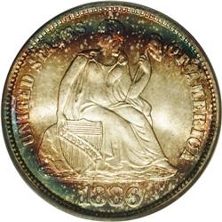 1886-S 10C MS68 PCGS. A phenomenal coin that is graced 1886-S[10C] MS68 PCGS.