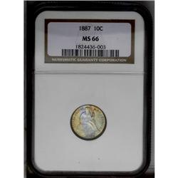 1887 10C MS66 NGC. A lovely Gem with satiny gray surfa 1887[10C] MS66 NGC.
