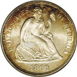 1860 10C PR66 Cameo PCGS. Virtually brilliant, but the 1860[10C] PR66 Cameo PCGS.