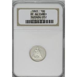1863 10C PR64 Cameo NGC. Well frosted on Liberty and t 1863[10C] PR64 Cameo NGC.