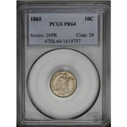 1865 10C PR64 PCGS. A thin veneer of champagne color, 1865[10C] PR64 PCGS.