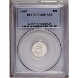 1869 10C PR65 Cameo PCGS. This is a sensational Gem Ca 1869[10C] PR65 Cameo PCGS.