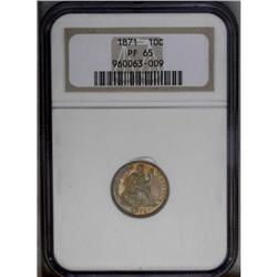 1871 10C PR65 NGC. A spectacular Gem quality example w 1871[10C] PR65 NGC.