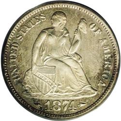 1874 10C Arrows PR65 PCGS. A watery Gem that is mostly 1874[10C] Arrows PR65 PCGS.