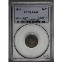 1882 10C PR65 PCGS. Deeply toned in emerald-green and 1882[10C] PR65 PCGS.