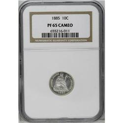 1885 10C PR65 Cameo NGC. Satinlike cameo devices and d 1885[10C] PR65 Cameo NGC.