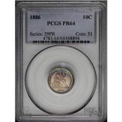 1886 10C PR64 PCGS. Iridescent cobalt-blue and violet 1886[10C] PR64 PCGS.