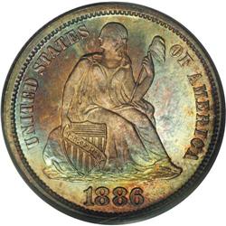 1886 10C PR66 PCGS. Crisply detailed except for the to 1886[10C] PR66 PCGS.