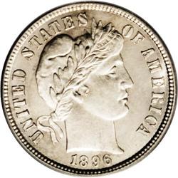 1896-S 10C MS64 PCGS. Essentially untoned with needle 1896-S[10C] MS64 PCGS.