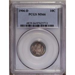 1906-D 10C MS66 PCGS. Iridescent cobalt-blue peripheri 1906-D[10C] MS66 PCGS.