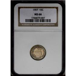 1907 10C MS66 NGC. Sharp design features and frosty mi 1907[10C] MS66 NGC.