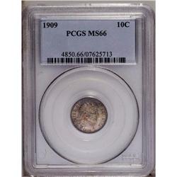 1909 10C MS66 PCGS. Medium intensity multi-colored ton 1909[10C] MS66 PCGS.