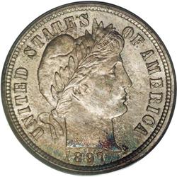 1897 10C PR67 PCGS. Ex: Law Collection. Deeply toned i 1897[10C] PR67 PCGS.