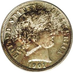 1901 10C PR66 PCGS. Blushes of honey and rose color in 1901[10C] PR66 PCGS.