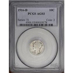 1916-D 10C AG3 PCGS. The mintmark is filled but unmist 1916-D[10C] AG3 PCGS.
