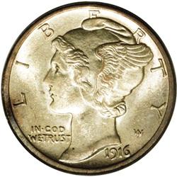 1916-D 10C MS61 Full Bands PCGS. Essentially brilliant 1916-D[10C] MS61 Full Bands PCGS.