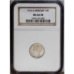 1916-S 10C MS66 Full Bands NGC. A satiny Premium Gem w 1916-S[10C] MS66 Full Bands NGC.