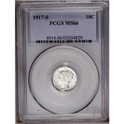 1917-S 10C MS66 PCGS. The bright, brilliant surfaces h 1917-S[10C] MS66 PCGS.