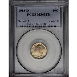 1918-D 10C MS63 Full Bands PCGS. Well struck in the ce 1918-D[10C] MS63 Full Bands PCGS.
