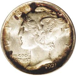 1921 10C MS63 Full Bands PCGS. Luxuriant mint luster i 1921[10C] MS63 Full Bands PCGS.