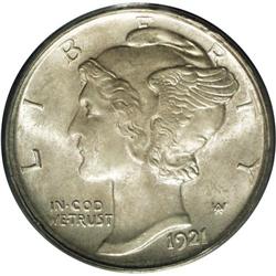 1921 10C MS64 Full Bands PCGS. A popular, low mintage 1921[10C] MS64 Full Bands PCGS.