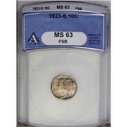 1923-S 10C MS63 Full Bands ANACS. 1923-S[10C] MS63 Full Bands ANACS.