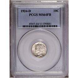 1924-D 10C MS64 Full Bands PCGS. Lightly toned with a 1924-D[10C] MS64 Full Bands PCGS.