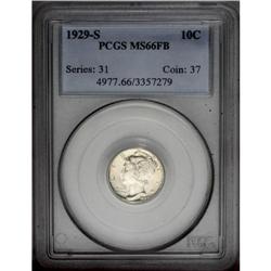 1929-S 10C MS66 Full Bands PCGS. Potent luster enliven 1929-S[10C] MS66 Full Bands PCGS.