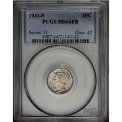 1931-S 10C MS64 Full Bands PCGS. Light, iridescent ste 1931-S[10C] MS64 Full Bands PCGS.