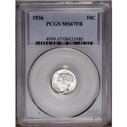 1936 10C MS67 Full Bands PCGS. Thick mint frost is see 1936[10C] MS67 Full Bands PCGS.