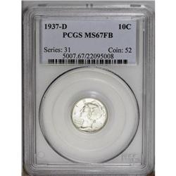 1937-D 10C MS67 Full Bands PCGS. A remarkable Superb G 1937-D[10C] MS67 Full Bands PCGS.