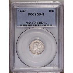 1942/1 10C XF45 PCGS. A lightly circulated slate-gray 1942/1[10C] XF45 PCGS.