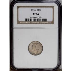1936 10C PR66 NGC. Deep lilac and blue toning over sat 1936[10C] PR66 NGC.