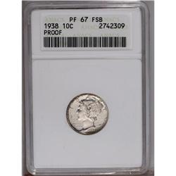 1938 10C PR67 ANACS. The original mint brilliance has 1938[10C] PR67 Full Bands ANACS.
