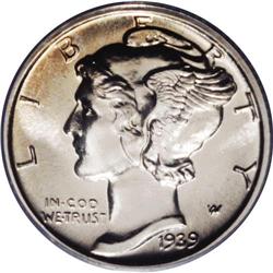 1939 10C PR68 PCGS. Pristine mirrored surfaces are unt 1939[10C] PR68 PCGS.