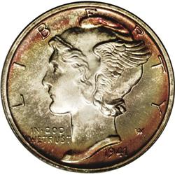 1941 10C PR67 PCGS. Fully struck with a variegated pal 1941[10C] PR67 PCGS.