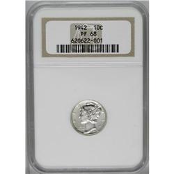 1942 10C PR68 NGC. This flawlessly struck proof is ent 1942[10C] PR68 NGC.