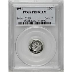 1951 10C PR67 Cameo PCGS; and a 1954 PR67 Cameo, both 1951[10C] PR67 Cameo PCGS;