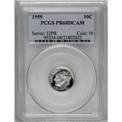 1959 10C PR68 Deep Cameo PCGS. Intense white-on-black 1959[10C] PR68 Deep Cameo PCGS.